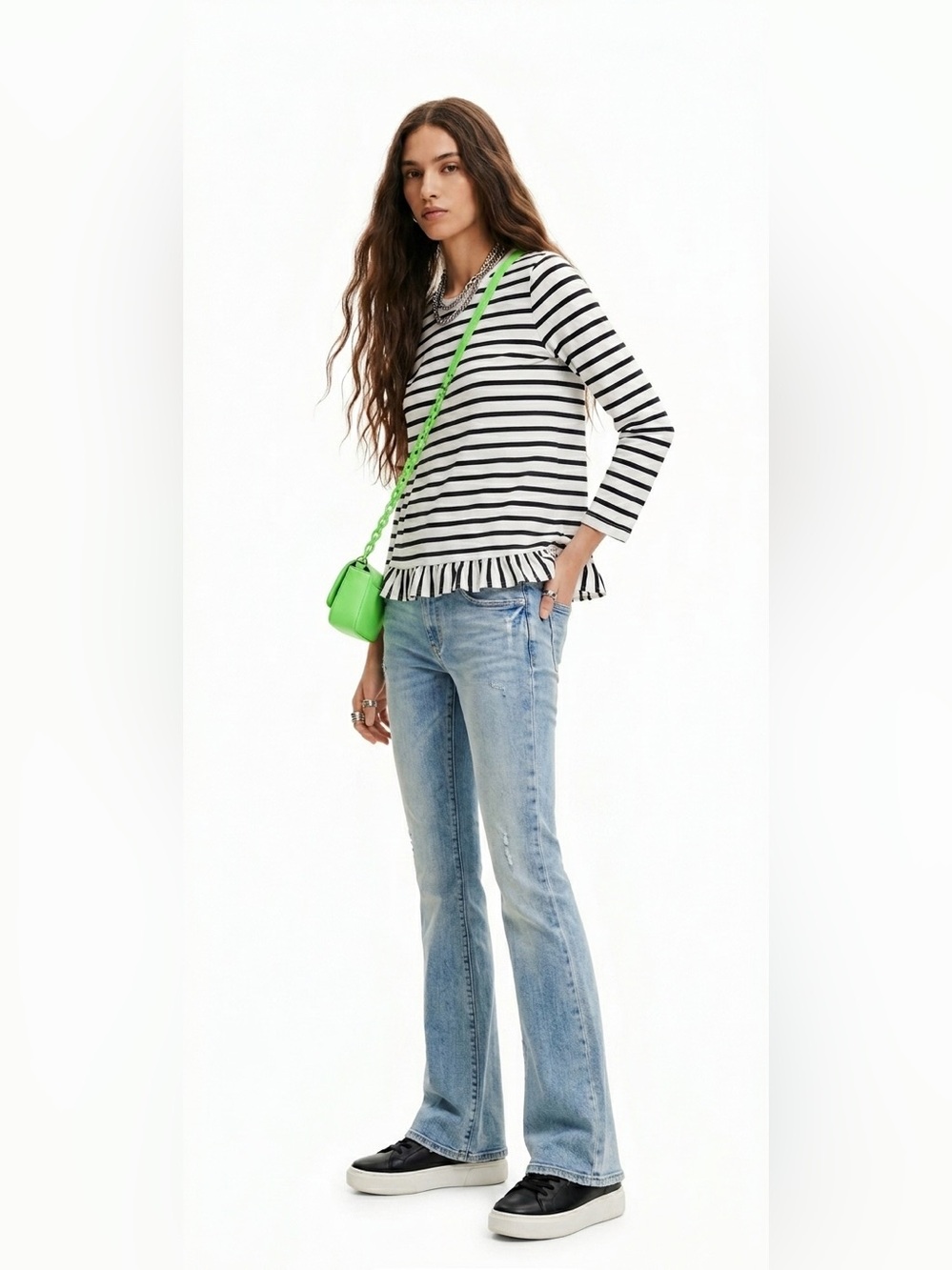 Kate Spade NY Ruffle 3/4 Sleeves Cotton Top XS
